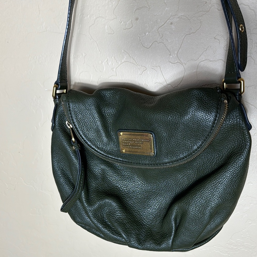 Marc Jacobs Green Hobo Shoulder Bag with Gold Accents